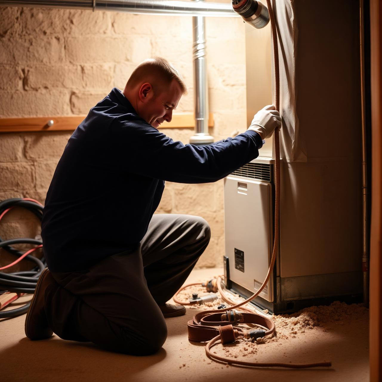 Ironclad technician installing a residential furnace